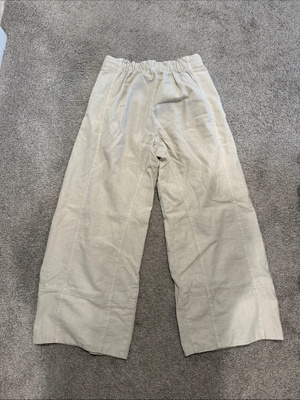 Free People Cream Wide-Leg Linen Pants